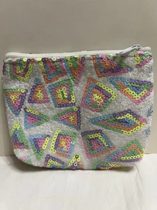 Vintage 80’s Style Coin Purse Pastel Sequins Super Cute! - Picture 1 of 1