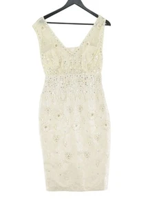 Monsoon Women's Midi Dress UK 8 Cream Polyester with Cotton, Nylon Bodycon - Picture 1 of 5