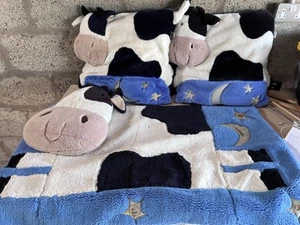 Vintage 1999 Jellycat Cow Jumped Over The Moon Blanket & 2 Cushions - Picture 1 of 12