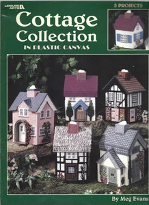 LEISURE ARTS-Cottage Collection in Plastic Canvas-5 Tissue Box Covers - Picture 1 of 1