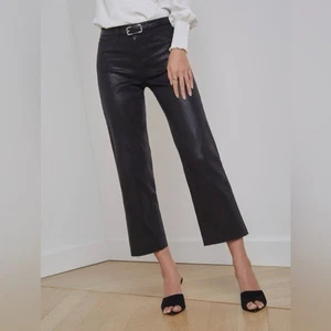 L’agence Wanda Cropped High Rise Wide Leg Jeans Noir Coated Gr. 28 NEU - Bild 1 von 8