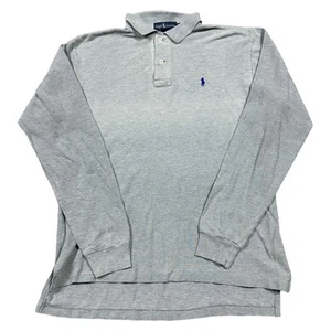 Ralph Lauren Long Sleeve Polo Shirt Regular Casual Y2K Grey Mens Medium - Picture 1 of 7