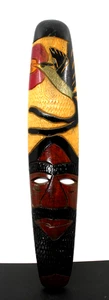 "Máscara de arte de pared tribal tallada a mano de madera jamaicana vintage 22,5"" X 5""" - Imagen 1 de 7