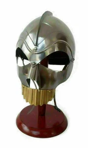 Casco Medieval Calavera Máscara Guerrero Armadura Disfraz Halloween con Soporte de Madera - Imagen 1 de 5