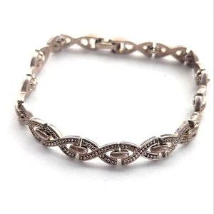 Vintage Napier Estate Classic Silver Tone Textured Infinity Tennis Bracelet - Picture 1 of 4