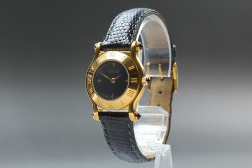 【EXC+++++】 Orologio al quarzo da donna Gucci 6500L placca oro quadrante nero dal GIAPPONE