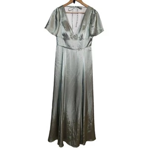 David’s Bridal Galina Signature Bridesmaid Dress Teal Romantic Open Back Size 12 - Picture 1 of 9