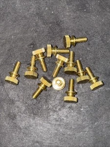 (12 Pcs) Solid BRASS 8-32 X 3/8” Thumb Screws For Glass Holder - Picture 1 of 6