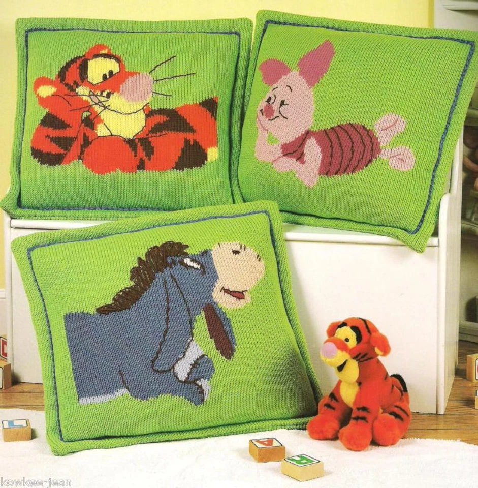 Disney pooh pillow afghan sets knitting pattern booklet Cuddle & Snooze Sets - Image 1 of 2