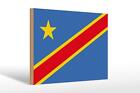 Holzschild Flagge DR Kongo 30x20cm Flag democratic Congo Deko Schild wooden sign