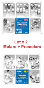 Lote de 2 matrices dentales contorneadas combinadas con abrazadera para molares y premolares - Imagen 1 de 6