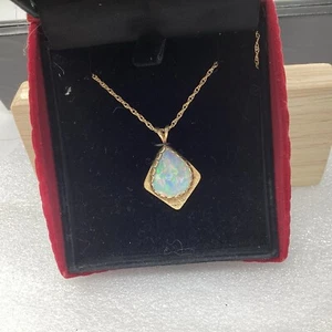 antique opal gold pendant necklace vintage - Picture 1 of 1