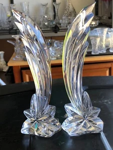 Lenox "Falling Star" Pair 8" Candlestick Holders Leaded Crystal - Picture 1 of 3