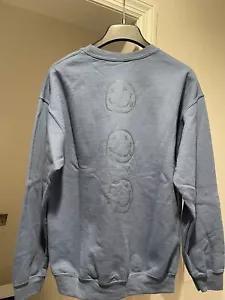 NIRVANA Unisex Sweatshirt BLUE Smiley Face Nevermind InUtero 90s NWT MEDIUM NEW - Picture 1 of 5