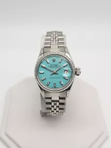 Estate $9000 ROLEX DATEJUST Tiffany & Co BLUE SS Ladies Watch SERVICED - Picture 1 of 6