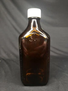 Vintage NOS Amber Glass Apothecary Pharmacy Liquid Medicine Bottle - 200 mls - Picture 1 of 7
