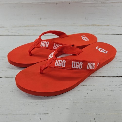 Sandali infradito Ugg grafici arancioni da donna taglia 10 imbottiti in schiuma 1106412