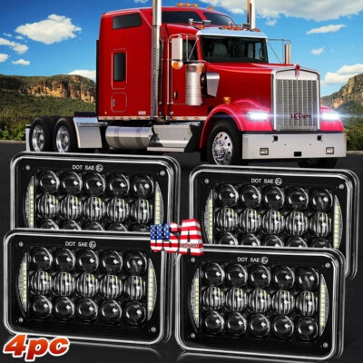 Faro LED 4x6" 4 piezas para camión Kenworth KW W900 W900B W900L clásico 120/132 HK Foto 1 de 4