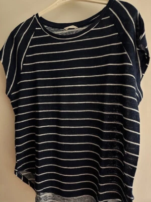 hübsches, blau-weiß-gestreiftes T-shirt, Springfield, ca. Größe 44/46 - Bild 1 von 2