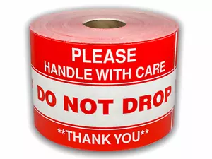 3"x5" Do Not Drop Handle with Care Thank You Labels Adhesive Stickers 500 PCS - Picture 1 of 3