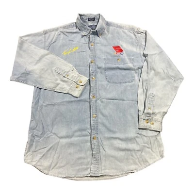 Camisa Y2K NASCAR Terry Labonte #5 Azul Denim Abotonada Talla L Bordada Foto 1 de 4