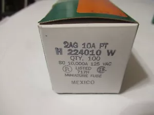 Twenty (20) Littelfuse 2AG Fuses 10A 125V H 224010 LITTELFUSE NOS - Picture 1 of 5