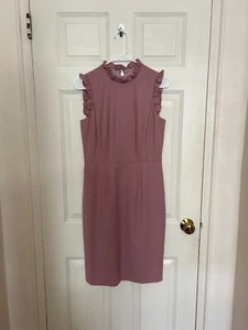 Rebecca Taylor Women’s 2 Blush Ruffle Wool Blend Sheath Dress Flaw - Picture 1 of 5