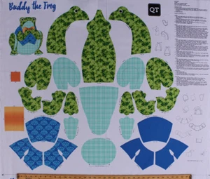 35.5" X 44" Panel Buddy the Frog Stuffed Animal Toy Cotton Fabric Panel D672.65 - Picture 1 of 1