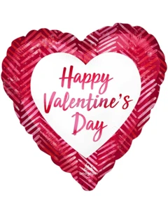 Happy Valentines Day Ribbed Lines 45cm Foil Balloon - Picture 1 of 1