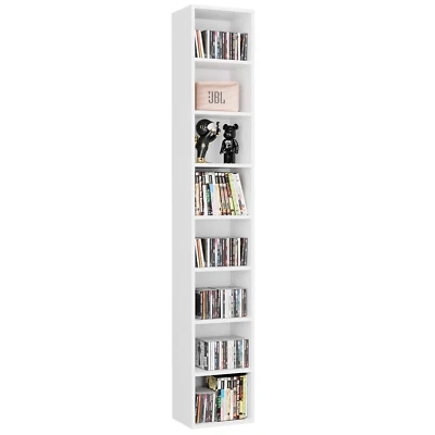 TOWER BOOKCASES 8-Shelf Media CD DVD Storage Unit 4 Adjustable Shelves  - Image 1 of 4