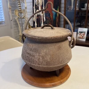 Antique Cast Iron Bean Pot Gypsy Kettle 3 Leg Cowboy Cauldron - Bild 1 von 16
