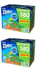 2 Stück Ziploc Sandwich- und Snackbeutel, Aufbewahrungsbeutel für unterwegs Frische 580 Ct - Bild 1 von 13