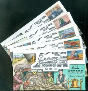 EDW1949SELL : USA 1999 Sc #3333-37 Cplt set of 5 Trains Collins Hand Painted FDC - Picture 1 of 3