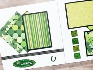St. Patrick’s Day Scrapbook pages, Premade  Pages, Holiday Scrapbook Layouts - Picture 1 of 8