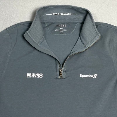 Pullover gris medio con cremallera Rhone 1/4 para hombre suéter de cercanías de golf logotipos Foto 1 de 4