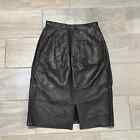 Genuine Brown Leather Pencil Skirt Vintage Size 5/6 Made In Argentina