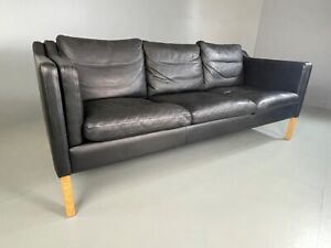 EB4783 Danish Leather 3 seat Sofa, Borge Mogensen Style, Vintage, Retro, MCM,