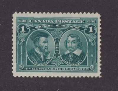 MATT'S STAMPS CANADA SCOTT #97 QUEBEC TRICENTENNIAL CARTIER/CHAMPLAIN 1-CENT MH - Image 1 of 3