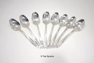 Rogers and Bros Flatware 8 Tea Spoons 1957 Reinforced Silverplate IS Exquisite - Afbeelding 1 van 3