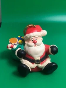 Vintage Kunststoff Weihnachtsschmuck Weihnachtsmann mit Tüte Spielzeug Trendmasters - Bild 1 von 5