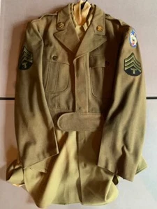 US Army Alaska Defense Command WWII Ike dress coat pants shirt & tie w/patches - Picture 1 of 12