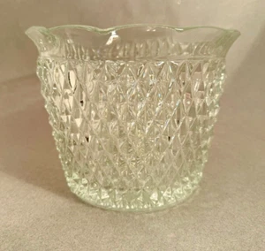 Vintage Indiana Glass Clear Diamond Point Ruffled Rim Ice Bucket 5-3/8" Tall - Picture 1 of 7