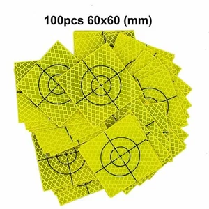 100pcs Fluorescent Yellow Green Retro Reflective Target 60mm for totalstat - Bild 1 von 3