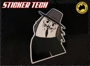 CROOKED WRY NECK CARTOON ANONYMOUS GUY FAWKES V VENDETTA DISOBEY STICKER DECAL - Picture 1 of 2