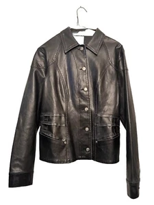 Vintage Y2k Distressed Faux Leather Snap Jacket Shirt Sm No Boundaries 2000s - Picture 1 of 5