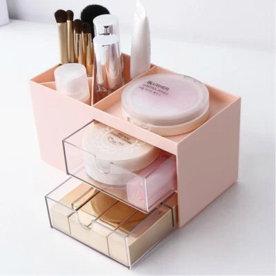 2-Drawer Desktop Organizer - White Makeup & Office Storage Box with Compartments - Image 1 of 3
