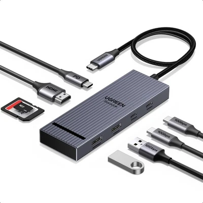 UGREEN Revodok Pro 108 10Gbps Hub USB C HDMI 4K 60Hz Lettore di Schede SD TF PD - Immagine 1 di 4
