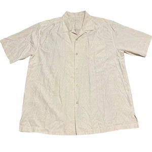 Tommy Bahama 100% Silk Camp Shirt Off White Jacquard Men’s Size L - Picture 1 of 6