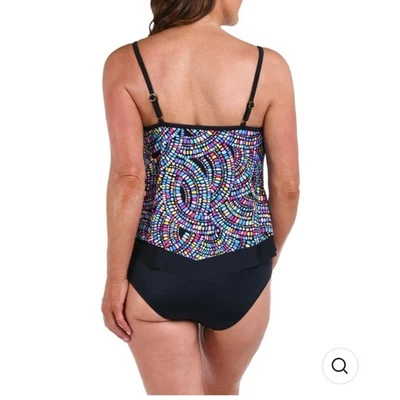 Traje de baño Maxine Of Hollywood Tankini Top Colorburst Flutter Dobladillo NUEVO Talla 16 Natación Foto 1 de 4
