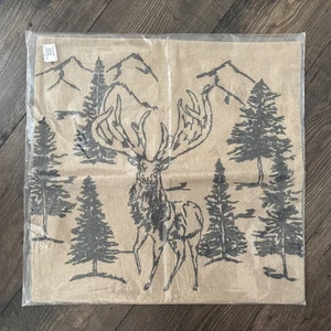 Pottery Barn Christmas Cabin Conell Rustic Forest Embroidered Pillow, 20''x20'' - Picture 1 of 5
